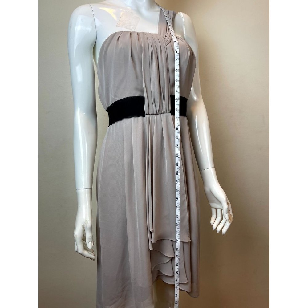 Max and Cleo Women's One Shoulder Chiffon Cocktail Party Mini Dress Taupe Size 4 - Picture 6 of 12